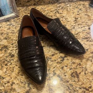 Franco Sarto Black Crocodile Pattern Loafers